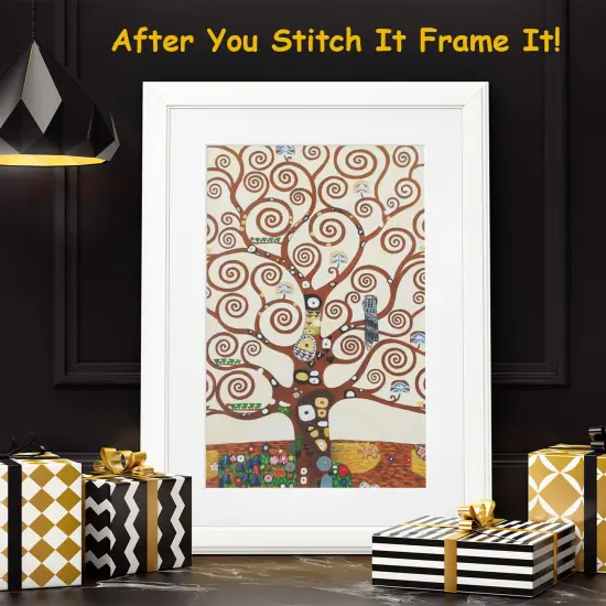 Art Nouveau Gustav Klimt Tree of Life detail Counted Cross Stitch Pattern {3}