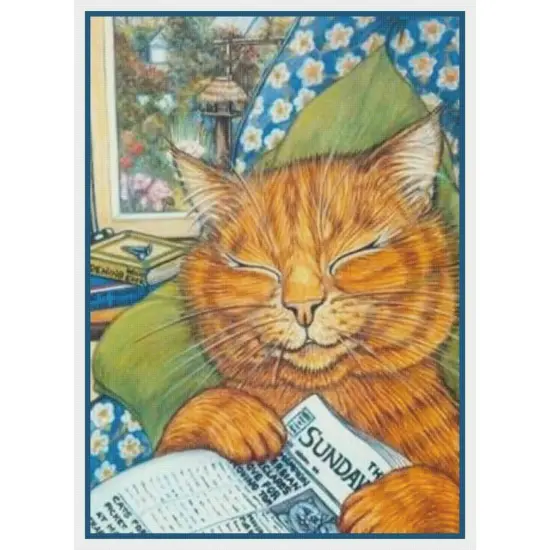 Louis Wain's Sunday Night Cat Nap Kitty Counted Cross Stitch Chart Pattern {2}