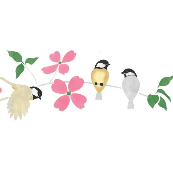 Chickadee Birds on a Branch Wall Stencil | 1284 by Designer Stencils | Animal & Nature Stencils | Reusable Art Craft Stencils for Painting on Walls, Canvas, Wood | Reusable Plastic Paint Stencil for Home Makeover | Easy to Use & Clean Art Stencil {2}