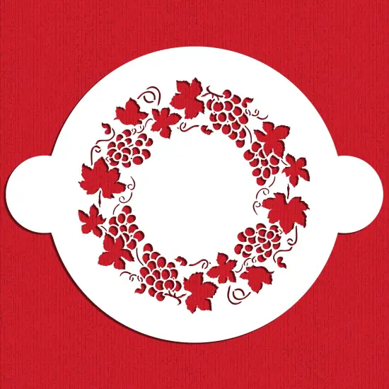 Grapevine Circle Cake Stencil | C237 by Designer Stencils | Cake Decorating Tools | Baking Stencils for Royal Icing, Airbrush, Dusting Powder | Reusable Plastic Food Grade Stencil for Cakes | Easy to Use & Clean Cake Stencil {1}