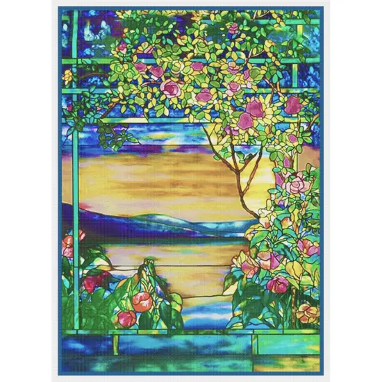 L.C.Tiffany Landscape Roses Counted Cross Stitch Chart Pattern {2}
