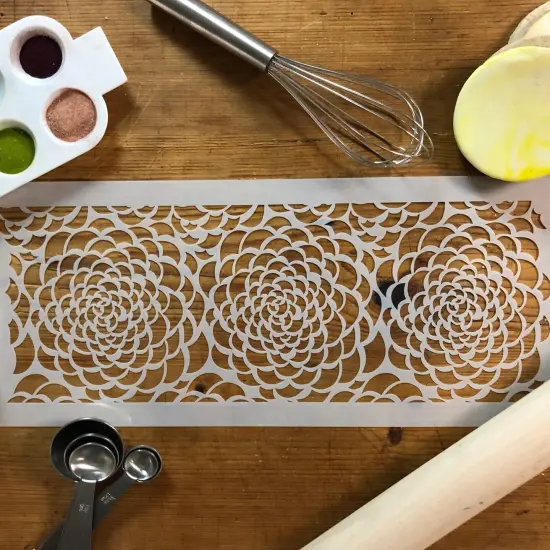 Camilla Rose Cake Stencil Middle Tier | C412 by Designer Stencils | Cake Decorating Tools | Baking Stencils for Royal Icing, Airbrush, Dusting Powder | Reusable Plastic Food Grade Stencil for Cakes | Easy to Use & Clean Cake Stencil {3}