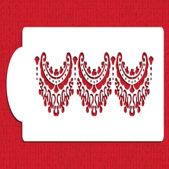 Alencon Lace Cake Stencil Top Tier | C371 by Designer Stencils | Cake Decorating Tools | Baking Stencils for Royal Icing, Airbrush, Dusting Powder | Reusable Plastic Food Grade Stencil for Cakes | Easy to Use & Clean Cake Stencil {1}