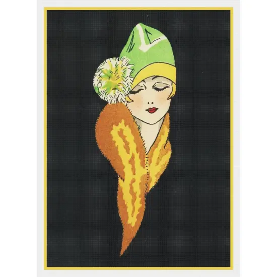 Art Deco Woman with Fur from Magazine Cover Counted Cross Stitch Chart Pattern {2}