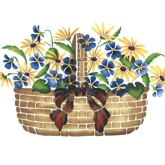 Large Violet and Daisy Basket Wall Stencil | 2129 by Designer Stencils | Floral Stencils | Reusable Art Craft Stencils for Painting on Walls, Canvas, Wood | Reusable Plastic Paint Stencil for Home Makeover | Easy to Use & Clean Art Stencil {2}