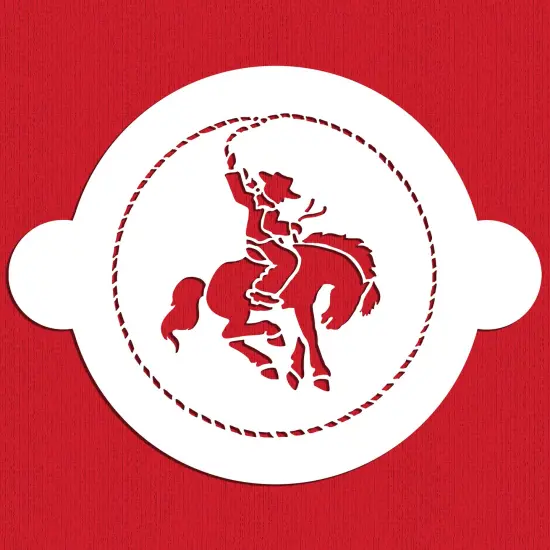 Cowboy Cake Stencil Top | C268 by Designer Stencils | Cake Decorating Tools | Baking Stencils for Royal Icing, Airbrush, Dusting Powder | Reusable Plastic Food Grade Stencil for Cakes | Easy to Use & Clean Cake Stencil {1}