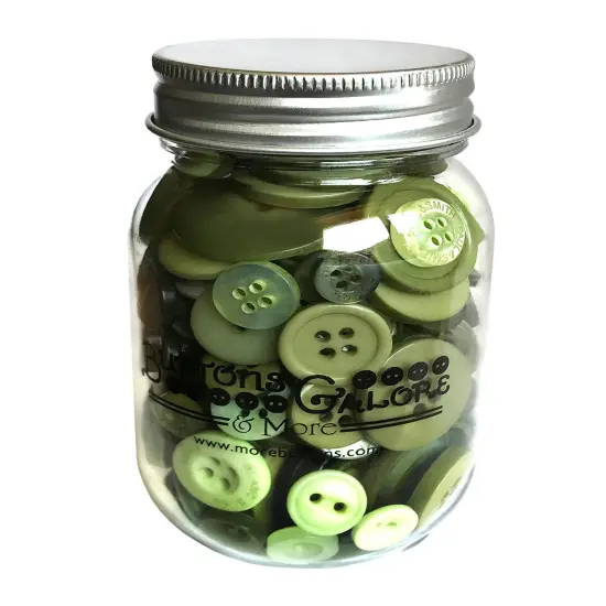 Buttons Galore Mason Jar Colorful Craft & Sewing Buttons Leafy green {1}