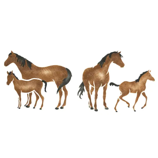Four Horses Wall Stencil | 1119 by Designer Stencils | Animal & Nature Stencils | Reusable Art Craft Stencils for Painting on Walls, Canvas, Wood | Reusable Plastic Paint Stencil for Home Makeover | Easy to Use & Clean Art Stencil {1}