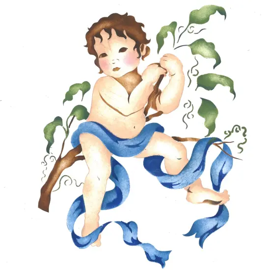 Small Front Facing Cupid Wall Stencil | 2414 by Designer Stencils | Reusable Art Craft Stencils for Painting on Walls, Canvas, Wood | Reusable Plastic Paint Stencil for Home Makeover | Easy to Use & Clean Art Stencil {1}