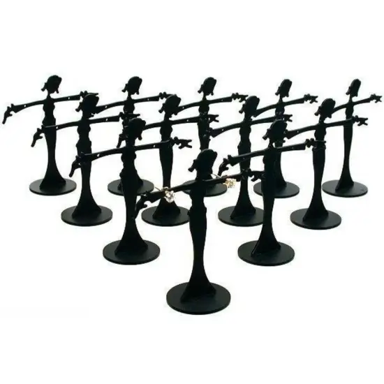 12 Black Metal Earring Dancer Jewelry Showcase Display Stands 2.5" {1}