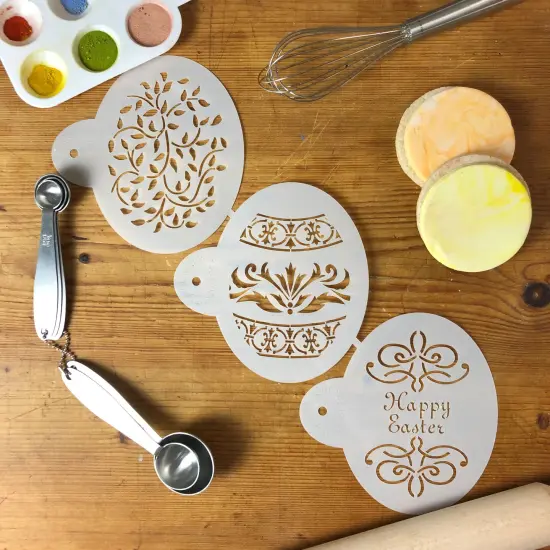 Large Easter Eggs Cookie Stencils | C199 by Designer Stencils | Cookie Decorating Tools | Baking Stencils for Royal Icing, Airbrush, Dusting Powder | Reusable Plastic Food Grade Stencil for Cookies | Easy to Use & Clean Cookie Stencil {3}