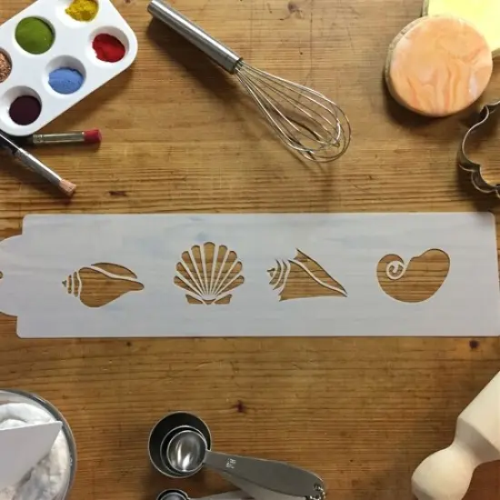 Seashell Cake Stencil Side | C132T by Designer Stencils | Cake Decorating Tools | Baking Stencils for Royal Icing, Airbrush, Dusting Powder | Reusable Plastic Food Grade Stencil for Cakes | Easy to Use & Clean Cake Stencil {2}