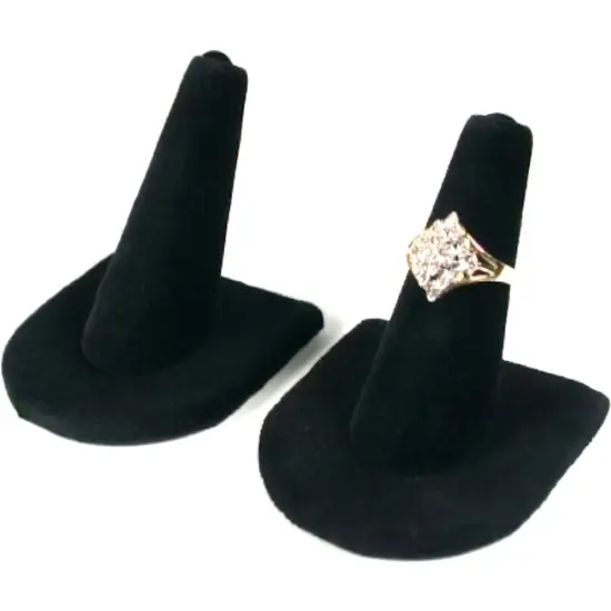 2 Black Velvet Ring Finger Jewelry Holder Showcase Display Stands {1}