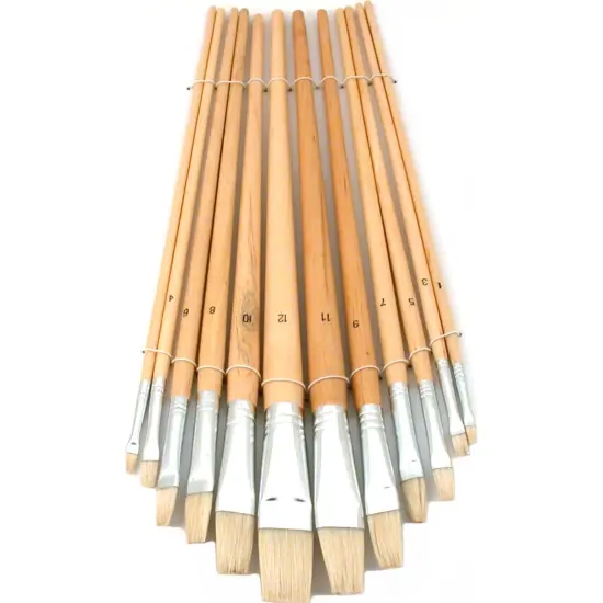 12 Square Tip Paint Brushes Oil Acrylic Painting Craft {1}