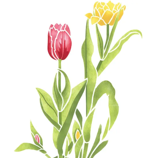 Double Tulip Flower Wall Stencil | 2115 by Designer Stencils | Reusable Art Craft Stencils for Painting on Walls, Canvas, Wood | {2}