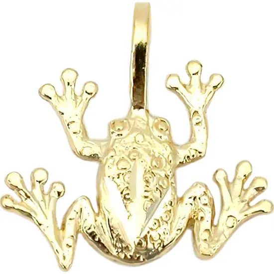 Frog Charm Diamond-Cut 14k Gold 14mm {1}