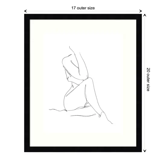 Nude Contour Sketch I by Ethan Harper Wood Framed Wall Art Print {1}