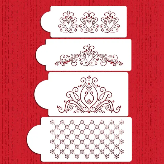 Princess Lace Cake Stencil Set | C414 by Designer Stencils | Cake Decorating Tools | Baking Stencils for Royal Icing, Airbrush, Dusting Powder | Reusable Plastic Food Grade Stencil for Cakes | Easy to Use & Clean Cake Stencil {1}