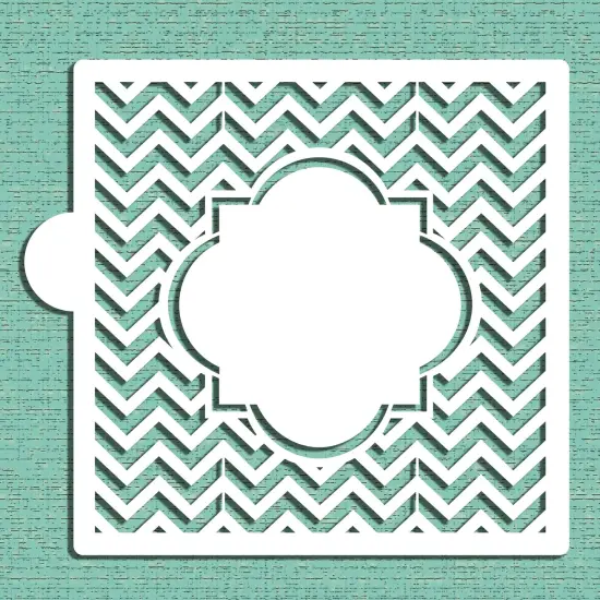 Chevron Monogram Plaque Cookie & Craft Stencil | CM108 by Designer Stencils | Cookie Decorating Tools | Baking Stencils for Royal Icing, Airbrush, Dusting Powder | Craft Stencils for Canvas, Paper, Wood | Reusable Food Grade Stencil {4}