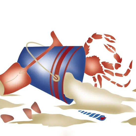 Beach Scene Wall Stencil | 1941 by Designer Stencils | Outdoor Stencils | Reusable Art Craft Stencils for Painting on Walls, Canvas, Wood | Reusable Plastic Paint Stencil for Home Makeover | Easy to Use & Clean Art Stencil {2}