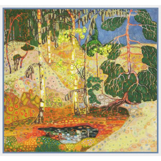 A Norwegian Landscape by Artist Konrad M&auml;gi Counted Cross Stitch Pattern {2}
