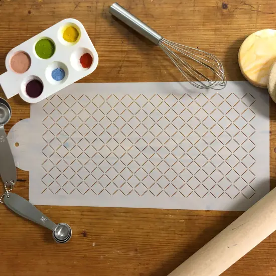 Zoe Clark (1.5 cm) Diamond Netting Cake Stencil Side | C1039 by Designer Stencils | Cake Decorating Tools | Baking Stencils for Royal Icing, Airbrush, Dusting Powder | Reusable Plastic Food Grade Stencil for Cakes | Easy to Use & Clean Cake Stencil {3}