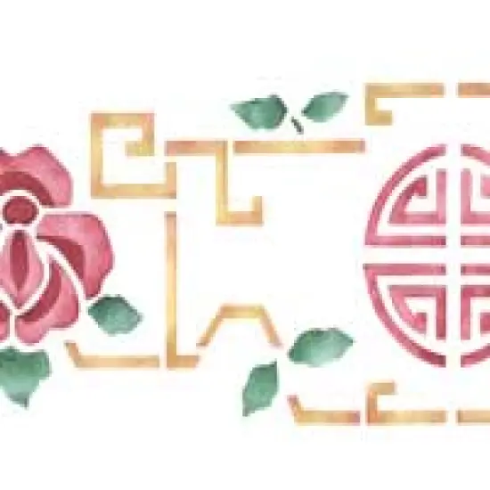 Oriental Wall Stencil Border | 079R by Designer Stencils | Pattern Stencils | Reusable Stencils for Painting | Safe & Reusable Template for Wall Decor | Try This Stencil Instead of a Wallpaper | Easy to Use & Clean Art Stencil Pattern {2}