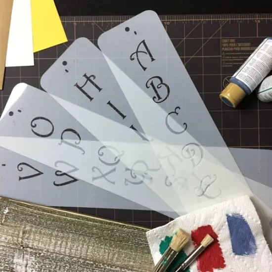 1.25-Inch Contemporary Monogram Letters Cake Stencil | C106 by Designer Stencils | Cake Decorating Tools | Baking Stencils for Royal Icing, Airbrush, Dusting Powder | Reusable Plastic Food Grade Stencil for Cakes | Easy to Use & Clean {4}