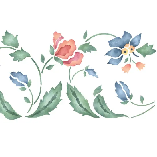 Jacobean Flower Wall Stencil | 1778 by Designer Stencils | Floral Stencils | Reusable Art Craft Stencils for Painting on Walls, Canvas, Wood | Reusable Plastic Paint Stencil for Home Makeover | Easy to Use & Clean Art Stencil {2}