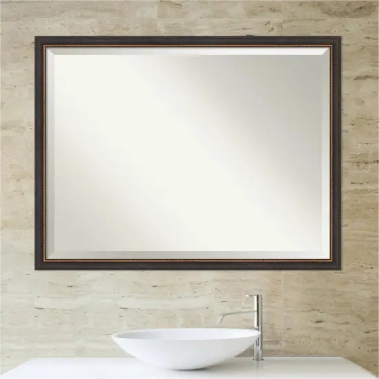 Beveled Wood Bathroom Wall Mirror, Ashton Black Frame {4}