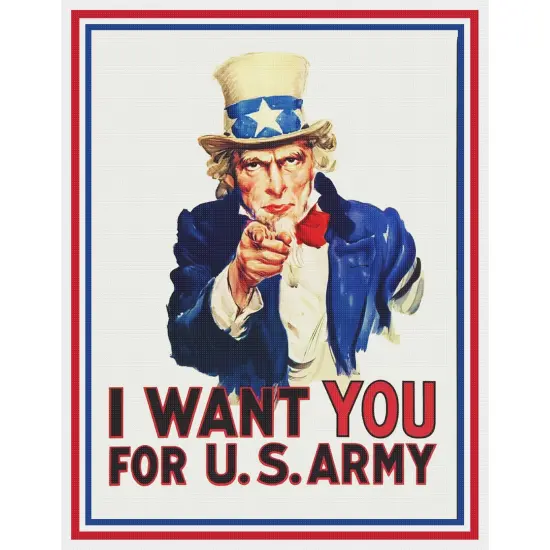 US Army Recruiting Poster Uncle Sam Wants You! Counted Cross Stitch Pattern {2}