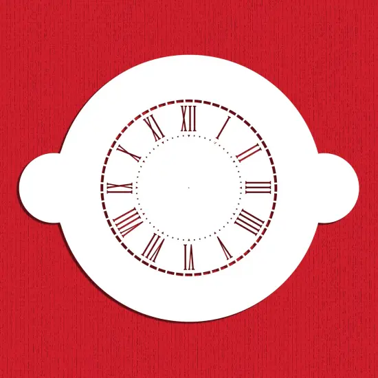 4.5-Inch Clock Cake Stencil | C290 by Designer Stencils | Cake Decorating Tools | Baking Stencils for Royal Icing, Airbrush, Dusting Powder | Reusable Plastic Food Grade Stencil for Cakes | Easy to Use & Clean Cake Stencil {1}