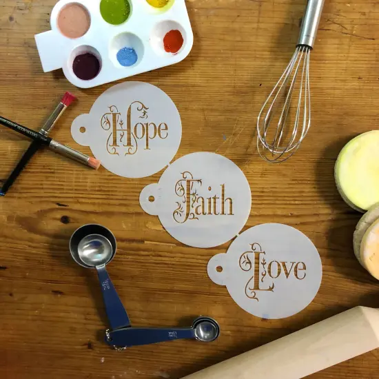 Hope, Faith and Love Cookie Stencil Set | C1010 by Designer Stencils | Baking Stencils for Royal Icing, Airbrush, Dusting Powder | {3}