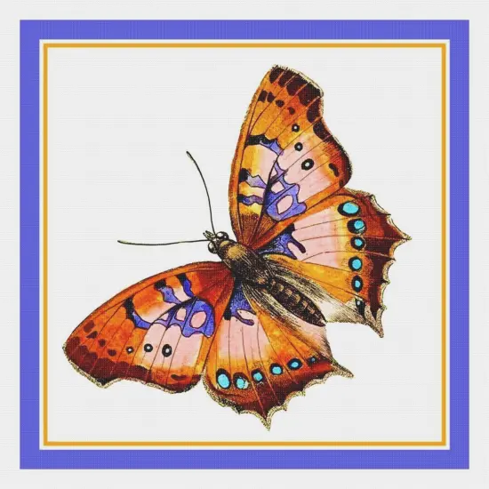 Pink, Orange and Black Butterfly in Flight Counted Cross Stitch Pattern {2}