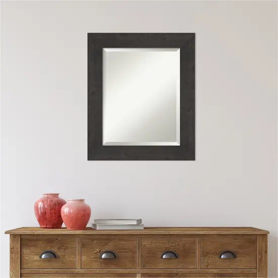Beveled Bathroom Wall Mirror, Rustic Plank Frame {6}