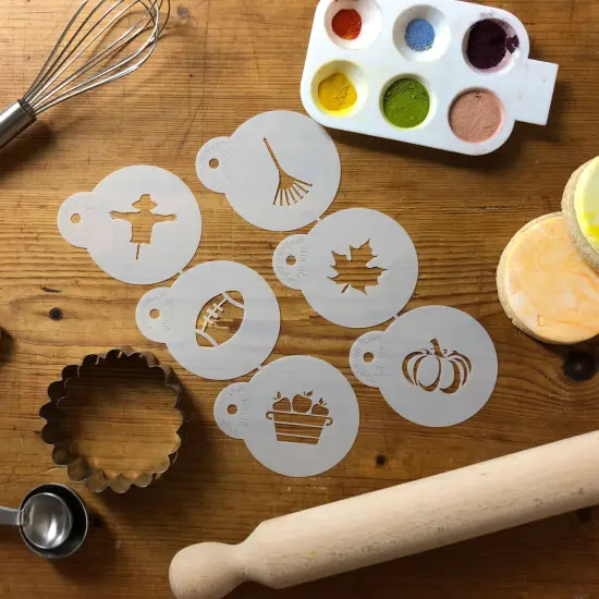 Fall Autumn Season Cookie & Cupcake Top Stencil Set | C1036 by Designer Stencils | Cookie Decorating Tools | {3}