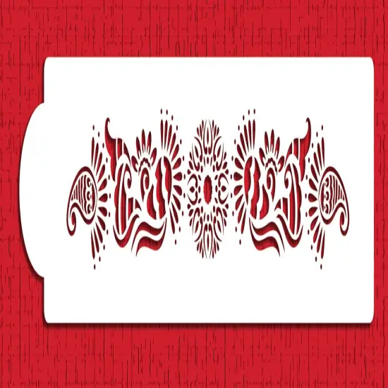 Mehndi Cake Stencil Tier #4 | C393 by Designer Stencils | Cake Decorating Tools | Baking Stencils for Royal Icing, Airbrush, Dusting Powder | Reusable Plastic Food Grade Stencil for Cakes | Easy to Use & Clean Cake Stencil {1}