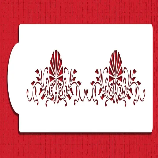 2-Inch Formal Scallop Shell Cake Stencil Side | C124T by Designer Stencils | Cake Decorating Tools | Baking Stencils for Royal Icing, Airbrush, Dusting Powder | Reusable Plastic Food Grade Stencil for Cakes | Easy to Use & Clean Cake Stencil {1}