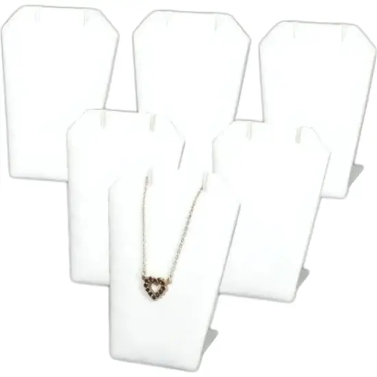 6 Necklace Pendant Chain Displays White Leather Stand {1}