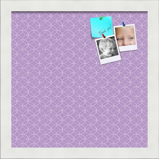 PinPix Custom Bulletin Board Purple Circles Poster Board Has a Fabric Style Canvas Finish, Framed in Satin White Frame, by ArtToFrames (PinPix-493) {1}