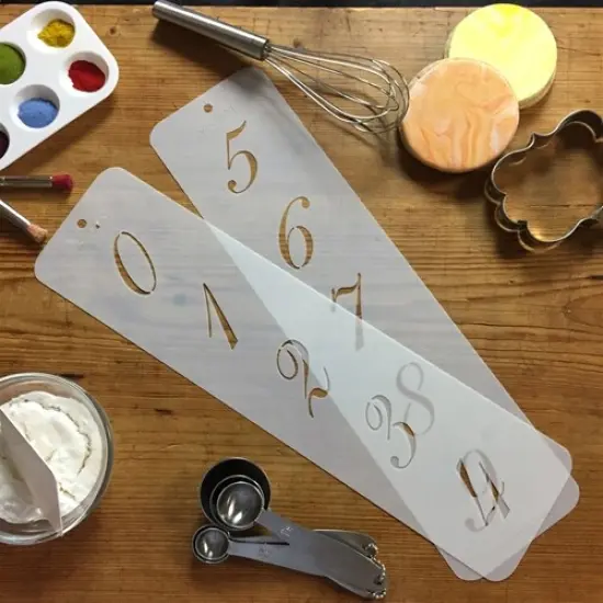 1.75-Inch Script Numbers Cake Stencils | C142 by Designer Stencils | Cake Decorating Tools | Baking Stencils for Royal Icing, Airbrush, Dusting Powder | Reusable Plastic Food Grade Stencil for Cakes | Easy to Use & Clean Cake Stencil {3}