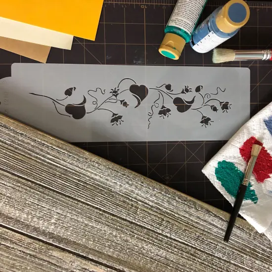 Springtime Vine Cake Stencil Side | C210 by Designer Stencils | Cake Decorating Tools | Baking Stencils for Royal Icing, Airbrush, Dusting Powder | Reusable Plastic Food Grade Stencil for Cakes | Easy to Use & Clean Cake Stencil {4}