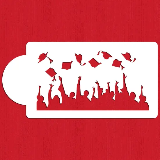 Graduation Silhouette Cake Side Stencil | C1037 by Designer Stencils | Stencils for Royal Icing, Airbrush, Dusting Powder | {2}