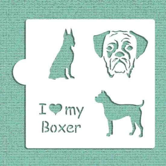 I Love my Boxer Cookie & Craft Stencil | CM023 by Designer Stencils | Cookie Decorating Tools | Baking Stencils for Royal Icing, Airbrush, Dusting Powder | Craft Stencils for Canvas, Paper, Wood | Reusable Food Grade Stencil {1}