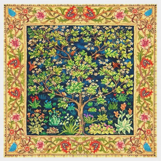 Tree of Life Border Arts and Crafts William Morris Counted Cross Stitch Pattern {2}