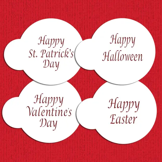Celebration Cookie & Cupcake Stencils: Happy Halloween, Happy Easter, Happy Valentine's Day, Happy St Patrick's Day | C137 by Designer Stencils | {1}
