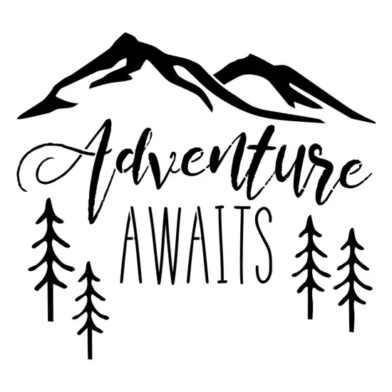 Adventure Awaits Embossing 12 x 12 Stencil | FS088 by Designer Stencils | Word & Phrase Stencils | Reusable Stencils for Painting on Wood, Wall, Tile, Canvas, Paper, Fabric, Furniture, Floor | Reusable Stencil for Home Makeover | Easy to Use & Clean {1}