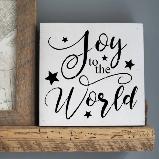 Joy to the World Embossing 12 x 12 Stencil | FS049 by Designer Stencils | Word & Phrase Stencils | Reusable Stencils for Painting on Wood, Wall, Tile, Canvas, Paper, Fabric, Furniture, Floor | Reusable Stencil for Home Makeover | Easy to Use & Clean {4}