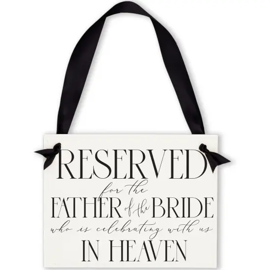Ritzy Rose Father of the Bride Memorial Sign - Black on 11x8in White Linen Cardstock with Black Ribbon {1}