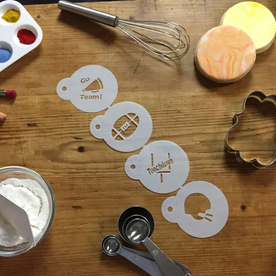 Small Football Candy Stencils | C254 by Designer Stencils | Cookie Decorating Tools | Baking Stencils for Royal Icing, Airbrush, Dusting Powder | Reusable Plastic Food Grade Stencil for Cookies | Easy to Use & Clean Cookie Stencil {4}